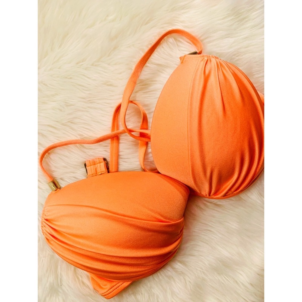 Victoria’s Secret Orange Push-up Satin Bikini Top✨